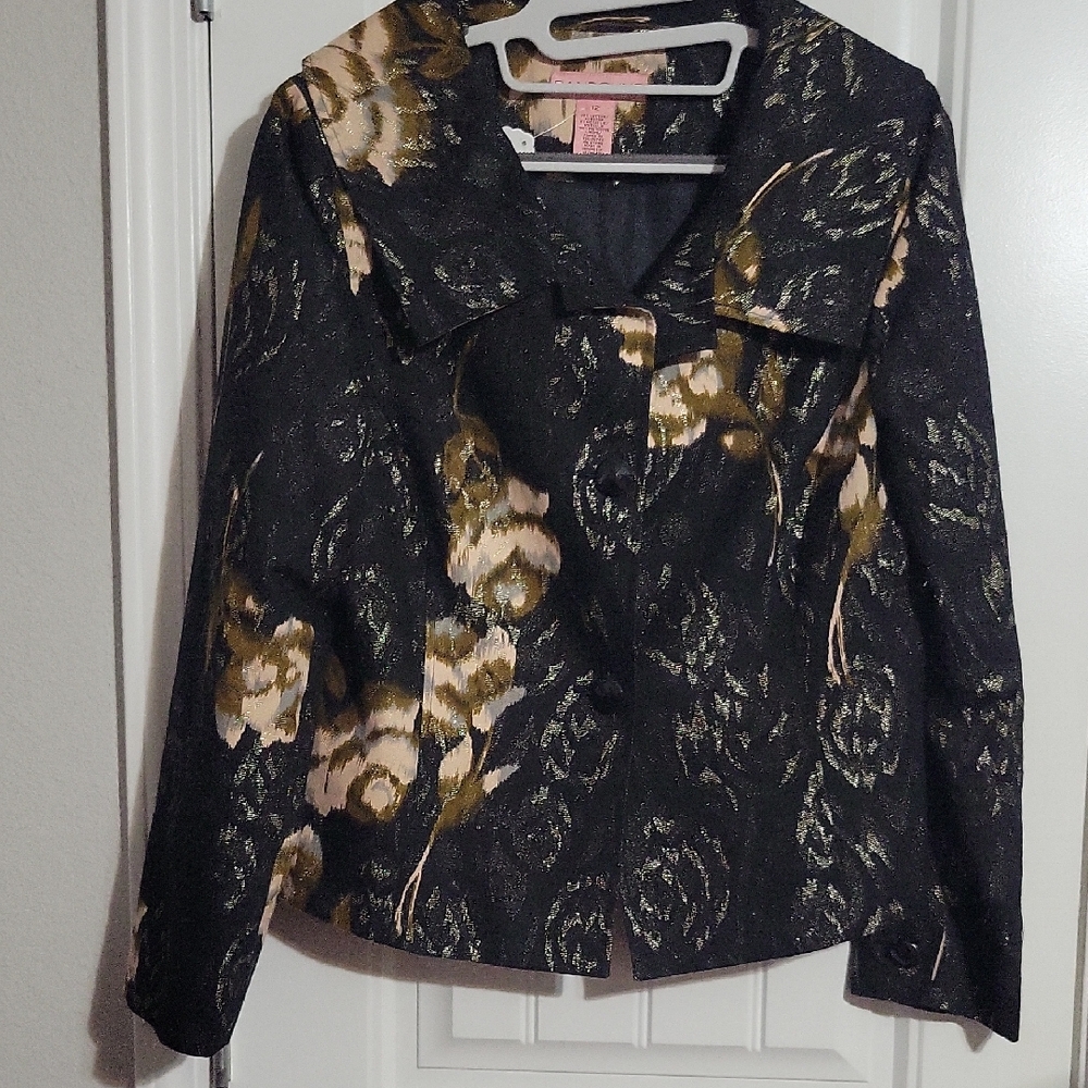 Bandolino Black and Gold Patterned Jacket